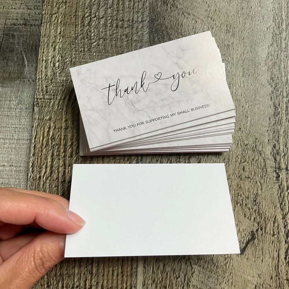 50 Thank You For Supporting My Small Business Cards Marble Print
